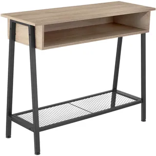 tectake Konsolentisch Tralee,100 x 35 x 80,5 cm,Industrial Holz hell, Eiche Sonoma , Holzwerkstoff , Beton Optik , Quadratisch , 35x80.5x100 cm , Wohnzimmer, Wohnzimmertische, Konsolentische
