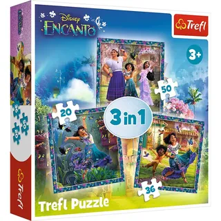 Trefl - Encanto, Helden des magischen Encanto - 3-in-1 Puzzles, von 20 bis 50 Elementen - Puzzles mit den Helden des Disney-Märchens Unser magischer Encanto, für Kinder ab 3 Jahren