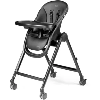 PEG Living Hochstuhl ab Geburt, Zeitgemäßes Design, Liegefunktion, Höhenverstellbar, Doppelttablett, 4 Räder 360°, Kompakte Faltung, 0–3 Jahre (0–15 kg), True Black