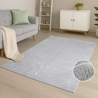 Carpet City Teppich »WAVES 501« rechteckig 12 mm Höhe Kurzflor, Hochtief-Muster/ 3D-Effekt, Uni, Wohnzimmer, Schlafzimmer Carpet City hell-taupe B : 200 cm 1 Stk.