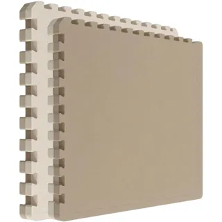 Eyepower 4cm dicke Fitnessmatte - 90x90cm Bodenschutzmatte Gym Matte Sport Puzzlematte - Beige
