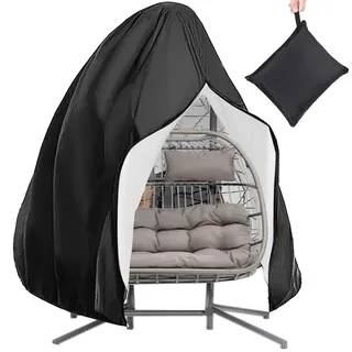 AUPERTO Hängesessel-Abdeckung, 200 x 230 cm, Doppel-Eierstuhl-Abdeckung mit Reißverschluss und Kordelzug, Outdoor, wasserdicht, winddicht, langlebig, strapazierfähig, Hängesessel, Möbelschutz