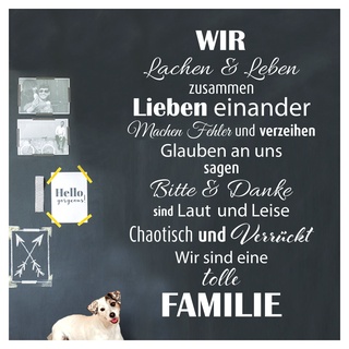 Wandaro W3456 Wandtattoo Spruch Wir sind eine tolle Familie... I weiß 58 x 90 cm I Flur Diele Wohnzimmer Aufkleber selbstklebend Wandaufkleber Wandsticker