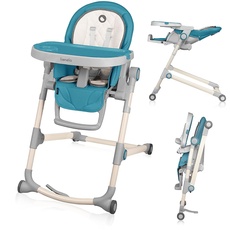 LIONELO Cora Kinderhochstuhl, hoher, verstellbarer Stuhl, abnehmbares Tablett, rutschfest, 6 bis 36 Monate, 5-Punkt-Sicherheitsgurt, Belastbarkeit bis 15 kg BLAU
