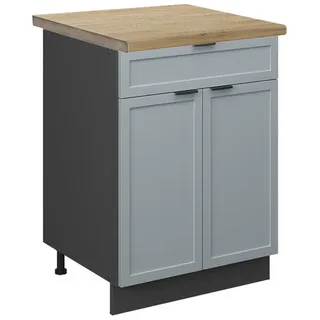 Vicco Küchenunterschrank Fame-Line Hellblau-grau 60 cm mit Schublade AP Eiche , Holzwerkstoff , 3 Fächer , 1 Schubladen , Rechteckig , 60x82x60 cm , Küchen, Küchenmöbel, Küchenschränke, Küchenunterschränke