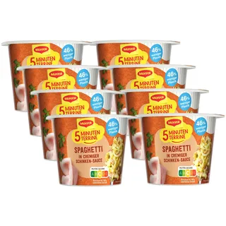 Maggi® 5 Minuten Terrine Spaghetti in Schinkensauce Fertiggericht, (8 St., 8 St.