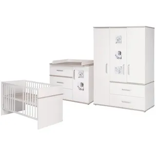 Roba Babyzimmer-Set Moritz, mit breiter Wickelkommode, 3-teilig , Weiß , Holzwerkstoff , 76x81x142.5 cm , Blauer Engel , Babymöbel & Kindermöbel, Babyzimmer