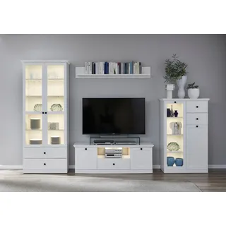 Wohnwand HOME AFFAIRE "Örebro", weiß, Kastenmöbel-Sets, Wohnwand, Wohnzimmermöbel im zeitlosen Landhausstil - Mit Vollauszug-Funktion