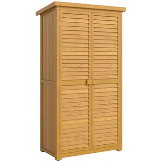 Outsunny Gartenschrank Geräteschuppen Werkzeugschrank Gartenhaus, Tannenholz, Natur , Fichtefarben , Holz , 465x160x87 cm , Gartenzubehör, Geräteschuppen