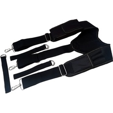 Copechilla Professionelle schwarze verstellbare Werkzeuggurt-Hosenträger mit 3 zusätzlichen Schlaufen,Schwerlast-Arbeitserweiterung Komfortable Hosenträger, Elektriker-Werkzeuggurte