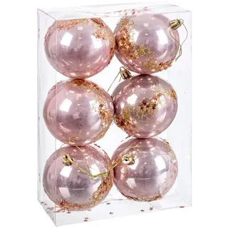 BigBuy Christmas Weihnachtskugeln Rosa Kunststoff 8 cm (6 Stück)