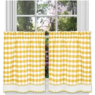 Achim Home Furnishings Curtain Weiches Fenster-Etagen-Set, Polyester-Mischung, gelb, 24" W x 58" L (Pack of 1)