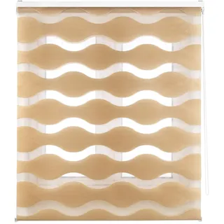 Blindecor Lira Wellen – Doppelrollo Tag und Nacht, Beige, 120 x 180cm (Breite x Höhe)