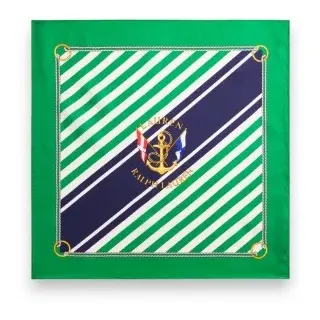 Lauren Ralph Lauren für Damen. 454P09785001 Quadratischer Seidenschal mit grünen Streifen (OSFA), Lässig, Klassisch