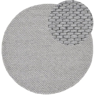 carpetfine Wollteppich »Sina«, rund, 14 mm Höhe, grobe Struktur, Zeitloses Design, reine Wolle, Wohnzimmer, Grau Ø 80 cm | Zeitloser Wollteppich für Schlafzimmer & Kinderzimmer