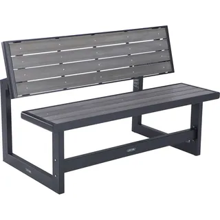 LIFETIME 60253 - Gartenbank, klappbare Rückenlehne, Bank umwandelbar in einen Tisch, Maße 141x36x48 cm, hochdichtes Polyethylen, wasserdicht, UV-Schutz, Farbe grau - Grau