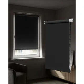 Victoria M. Tenebra Verdunkelungsrollo Klemmfix Rollo Fensterrollo nach Maß in Farbe Schwarz, Verdunkelnd, Ohne Bohren, Breite 15 cm bis 140 cm, Farbe und Höhe nach Wahl