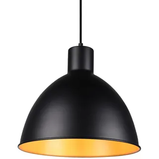 meineWunschleuchte Pendelleuchte im Industrie Look mit Metall Lampenschirm Ø 30cm in Schwarz matt und innen Gold