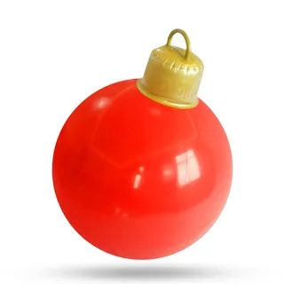 BRTNUP Weihnachten Aufblasbar Ball 60cm Riesen Weihnachtskugeln Große Weihnachtskugeln Ornamente PVC Aufblasbarer Weihnachtsball für Weihnachten Hof Veranda Garten (Rot)