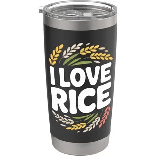 Statement zum Feinschmecker „Ich liebe Reis“ Doppelwandiger Edelstahl-Thermobecher