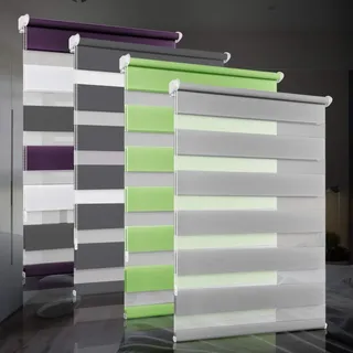 bobodeco Doppelrollo klemmfix ohne Bohren Duo Rollos für Fenster mit Klemmträger, Grau B36 x H150cm (Stoffbreite 36cm), Fensterrollo lichtdurchlässig & verdunkelnd Wandmontage Sichtschutz