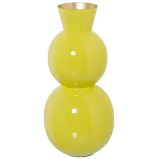 Tischvase aus Metall, emailliert, Gelb, 15 x 15 x 33 cm