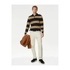 Mens M&S Collection Pure Cotton Striped Knitted Rugby Shirt - Multi/Neutral, Multi/Neutral - S