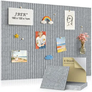 JBER 180 x 120cm Groß Filz Pinnwand Selbstklebend, Bulletin Board Wanddekoration, Akustikpaneele, Faltbare Fototafel mit Selbstklebendem Klebeband, Vision Board für Büros Küche Schule, Grau
