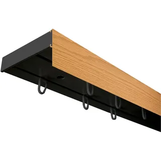 Gardinenschiene SN DECO GROUP "Vorhangschiene SH (1) mit Blende 5 cm" Gr. 11, schwarz (schwarz, eichefarben), L:510cm T:7,7cm, Kunststoff, Gardinenstangen, Gardinenschiene