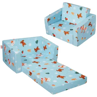 Vevor Kindersofa 2 in 1 umwandelbares Kindersofa zum Liegestuhl, ausklappbarer Kindersofa-Sessel, Kleinkind Armlehnenstuhl-Bett, zusammenklappbares Kinderspielsofa, mit weihnachtlichem Muster