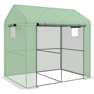 Outsunny Foliengewächshaus, Grün, Stahl, Pe , Kunststoff , 140x200x200 cm , Gartenzubehör, Gartenhäuser & Gewächshäuser