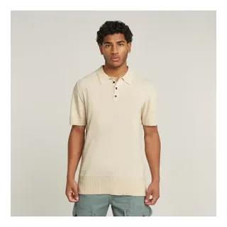 G-Star für Herren. D25960-D997-1603 Cremeweißes Polohemd aus Strick (S), Lässig, Leinen, Kurzarm, Nachhaltig