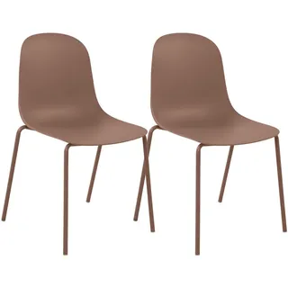 CLP Stapelstuhl 2er Set Kunststoff Terracotta , Metall , 51x85x55 cm , Esszimmer, Stühle