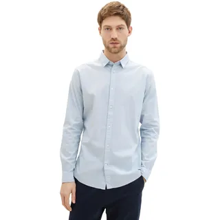 TOM TAILOR Herren Regular Fit Basic Hemd, 24183 - Light Blue White Structure, XL