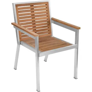 Teako Design 2x Stapelstuhl Teakholz + Edelstahl Dosazzo | Wetterfest, FLEGT-, Pflegeleicht, Ergonomisch | Outdoor-Gartenmöbel