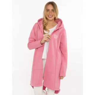 Kurzmantel ZWILLINGSHERZ "Sunday Club", Damen, Gr. XL, old rose, Sweatware, Obermaterial: 50% Baumwolle, 50% Polyester, ca. Mitte Oberschenkel, Mäntel Kurzmantel, mit Stickerei, Taschen und Reißverschluss