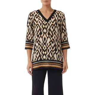Comma Klassische Bluse mit All-Over Print, grau, schwarz