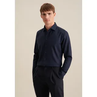 Businesshemd SEIDENSTICKER "Schwarze Rose", Herren, Gr. M39, normale Ärmellängen, blau (dunkelblau), 100% Baumwolle, unifarben, tailored fit, 2-Knopf-Manschette, Hemden Businesshemd, Shaped 1/1 Kentkragen Uni