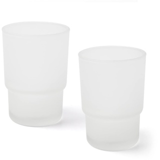 Joejis Zahnbürstenhalter Wand Ersatz Zahnbürstenbecher aus Milchglas 2er Set - Hygienischer Zahnputzbecher Glas für Zahnputzbecherhalter ohne Bohren sowie Becher und Zahnpastahalter