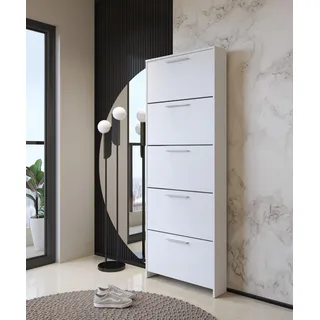 Dmora - Schuhschrank Caspio, Schuhregal, Mehrzweck-Eingangsgarderobe, Möbel für Schuhe, 69x17h187 cm, Weiß