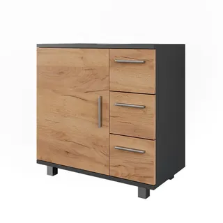Vicco Waschbeckenunterschrank Ilias 60 x 60,8 cm Anthrazit/Goldkraft Eiche