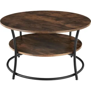 tectake Couchtisch Cromford, 80 x 46 cm, Industrial Holz dunkel, rustikal , Rostfarben , Holzwerkstoff , Rund , 80x46x80 cm , Wohnzimmer, Wohnzimmertische, Couchtische