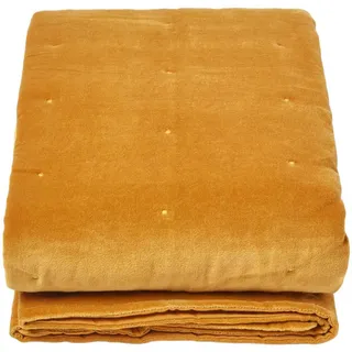 Homescapes Samt-Kuscheldecke 120/150 cm, Baumwolle wattiert , Dunkelgelb , Textil , Uni , Rechteckig , 125x150 cm , Oeko-Tex® , Heimtextilien, Wohntextilien, Decken, Kuscheldecken