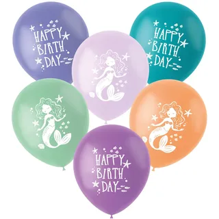Folat 23932 Meerjungfrau Geburtstag Deko Blau mit Irisierende Glitzer - Latexballons - Mermaid Magic - 33 cm - 6 Stück - Nixe Dekoration für Meerjungfrauparty
