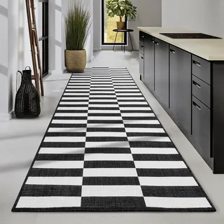 MY HOME »Viela Outdoor Wendeteppich, auch als Läufer erhältlich« rechteckig 5 mm Höhe schwarz weiß, Flachgewebe, Balkon, Wohnzimmer, In-Outdoor, wasserfest,