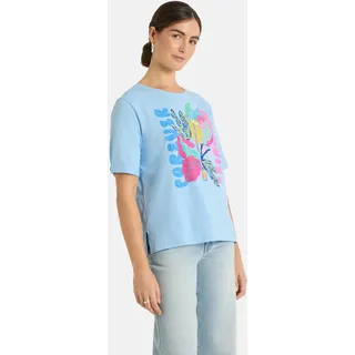 Rundhalsshirt LIEBLINGSSTÜCK "DuranaL", Damen, Gr. S, blau (light blau), Single Jersey, Obermaterial: 100% Baumwolle, bedruckt, gemustert, mehrfarbig, normal, Rundhals, mit Umschlag, Shirts Rundhalsshirt, mit Frontprint
