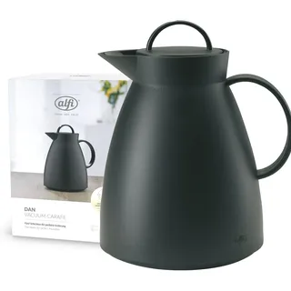 alfi DAN 1,00l, velvet black mat, Kunststoff-Isolierkanne mit hygienischem Hartglaseinsatz, Drehverschluss, Designerstück, ideal als Kaffeekanne, Teekanne, BPA-frei