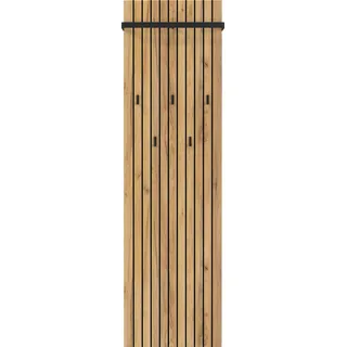 Garderobenpaneel GERMANIA "GW-Libbiano Plus", navarra, eiche, nachbildung, schwarz, B:46cm H:160cm T:18cm, Holzwerkstoff, Metall, Garderobenpaneele, Garderobenpaneel, ohne Styropor verpackt