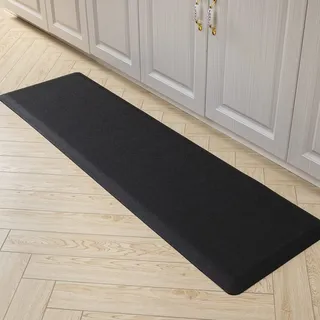 Carvapet rutschfest Küchenteppich Anti Ermüdungsmatte 20MM Dicke Küchenläufer Schaum-Stehmatten PVC Wasserdicht Laufteppich Küchenmatte Bodenmatte(Schwarz,44x152cm)