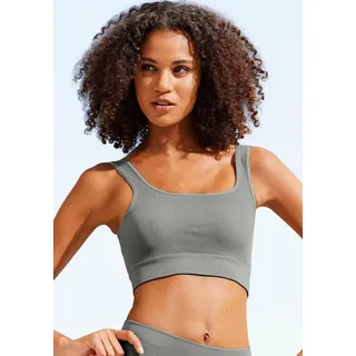 LASCANA Crop-Top Seamless Top mit Rippstruktur, grün